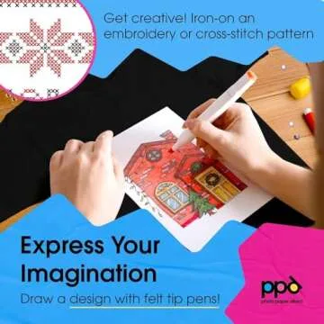 PPD Iron on Transfer Paper for Dark Fabric Compatible with Inkjet Printer, 8.5 x 11 Printable T Shirt Heat Transfer Papers, Custom Print Photo, Durable, Flexible & Machine Washable (10 Sheets)