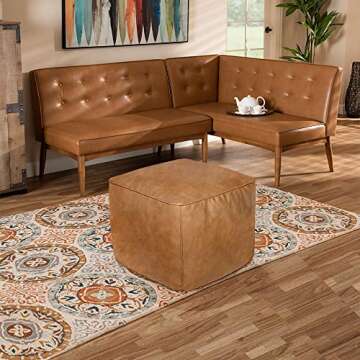 ROTOT Square Pouf Ottoman Cover, Cube Bean Bag Chair, Decorative Footrest, Casual Footstool, Storage Solution for Bedroom Living Room (Amaretto)