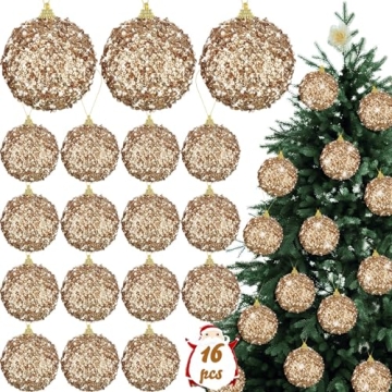 Liliful 3.15" Large Christmas Ball Ornaments Glitter Christmas Decorations Tree Balls Christmas Hang...