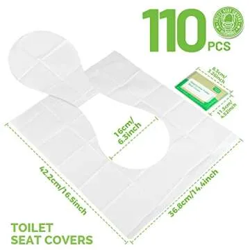 YGDZ Toilet Seat Covers Disposable, 110pcs Flushable Travel Disposable Toilet Seat Covers for Adults...