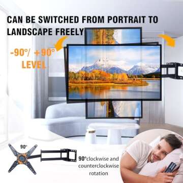48'' Extension Long Arm TV Wall Mount Heavy Duty, WHYFONE Portrait TV Mount Vertical, Full Motion TV...