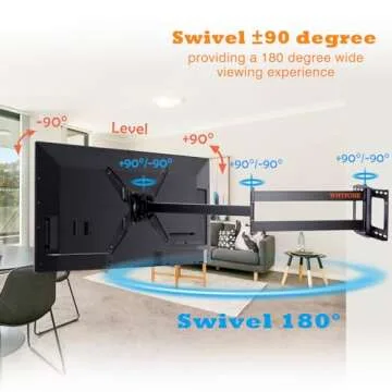 48'' Extension Long Arm TV Wall Mount Heavy Duty, WHYFONE Portrait TV Mount Vertical, Full Motion TV Bracket Swivel Tilt Level,26''-60''TV, VESA 400x400mm,16''Wood Stud/Concrete/Brick Wall