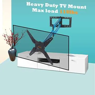 48'' Extension Long Arm TV Wall Mount Heavy Duty, WHYFONE Portrait TV Mount Vertical, Full Motion TV Bracket Swivel Tilt Level,26''-60''TV, VESA 400x400mm,16''Wood Stud/Concrete/Brick Wall
