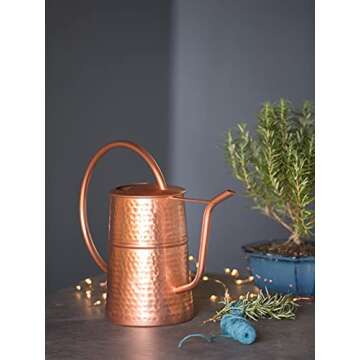 Gardener’s Supply Company Copper Plated Indoor Watering Can | 3 Quart Water Capacity, Decorative Copper-Plated Steel with Easy Pour Curved Spout for Houseplants, Succulents, Seeds, and Herbs