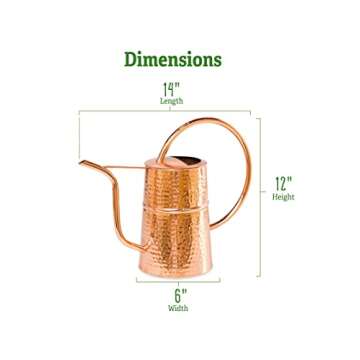 Gardener’s Supply Company Copper Plated Indoor Watering Can | 3 Quart Water Capacity, Decorative Copper-Plated Steel with Easy Pour Curved Spout for Houseplants, Succulents, Seeds, and Herbs