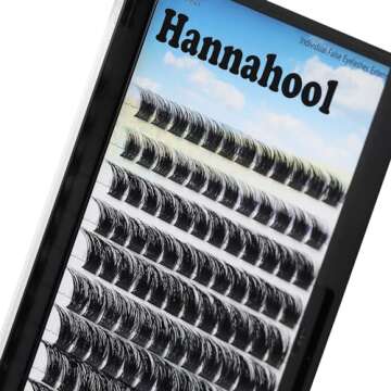 Hannahool 120pcs D Curl Individual Wide Stem Cluster DIY Eye Lashes Extensions Mixed 10-12-14-16mm/1...