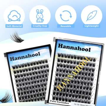 Hannahool 120pcs D Curl Individual Wide Stem Cluster DIY Eye Lashes Extensions Mixed 10-12-14-16mm/14-16-18mm/12-14-16mm Makeup Dramatic Volume Lashes (mixed 10-12-14-16mm)