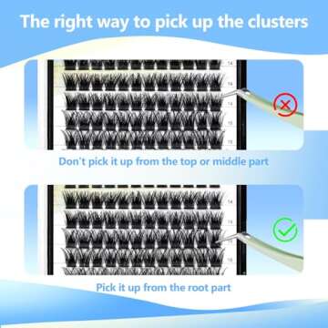 Hannahool 120pcs D Curl Individual Wide Stem Cluster DIY Eye Lashes Extensions Mixed 10-12-14-16mm/14-16-18mm/12-14-16mm Makeup Dramatic Volume Lashes (mixed 10-12-14-16mm)