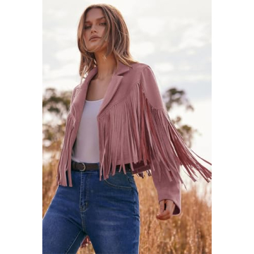 PRETTYGARDEN Women's Faux Suede Fringed Jacket for Style