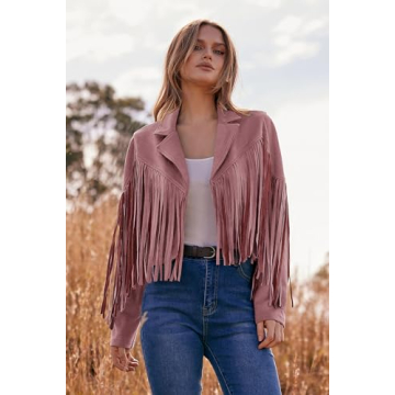 PRETTYGARDEN Women's Faux Suede Fringed Jacket for Style