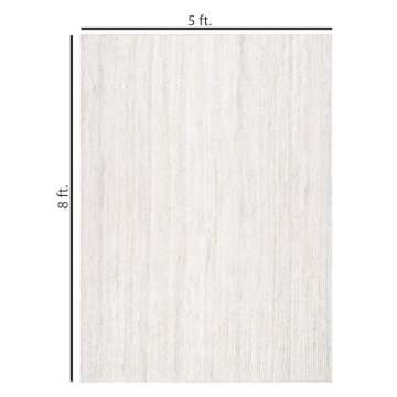 The Knitted Co. 100% Jute Area Rug 5x8 Feet- Braided Design Hand Woven Off-White Natural Fibers Carp...