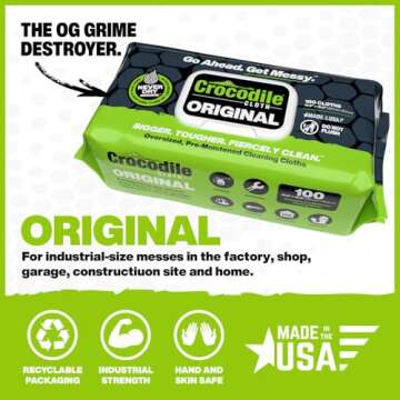 Heavy-Duty 10" x 15" Industrial Cleaning Wipes — 100 Count Hand & Tool Cleaning Wipes — Large Mu...