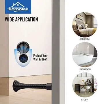 HOMOTEK 12 Pack Black Spring Door Stops for Home Safety