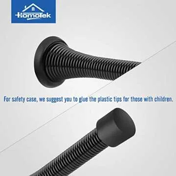 HOMOTEK 12 Pack Black Spring Door Stops for Home Safety