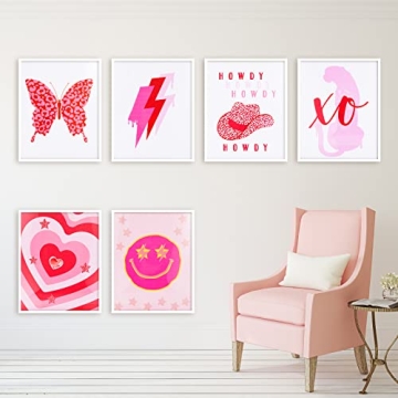 Chinco 6 PCS Pink Preppy Room Decor Poster Set