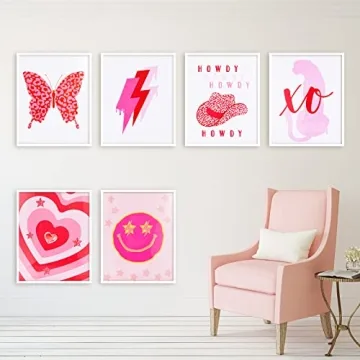 Chinco 6 PCS Pink Preppy Room Decor Poster Set