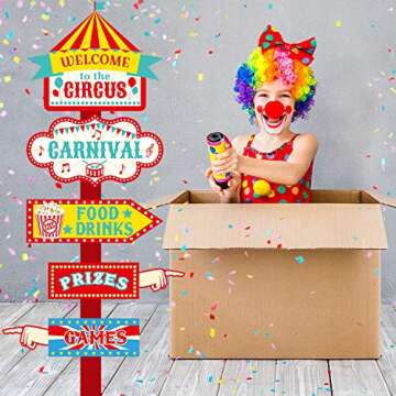 20 Pieces Circus Carnival Party Direction Signs Decor Circus Welcome Signs for Birthday Showman Themes Party Decoration Accessories
