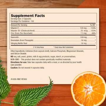 Mt. Angel Vitamins - Zinc Quercetin with Bromelain Supplement – Immune Support & Respiratory Healt...