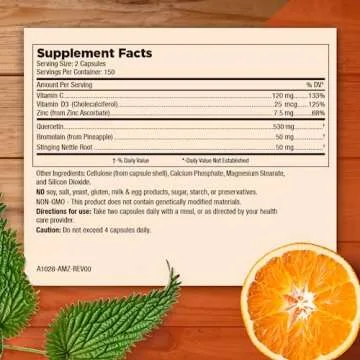 Mt. Angel Vitamins - Zinc Quercetin with Bromelain Supplement – Immune Support & Respiratory Healt...