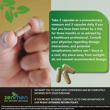 Zenmen Tick Immune Support Supplement - Improved Formula - Japanese Knotweed, Cat's Claw, Chinese Skullcap, Cryptolepis Sanguinolenta, Sweet Wormwood - 90 Vegan Capsules, Made in The USA