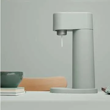 Mysoda Woody Sparkling Water Maker - Silent Carbonated Water Machine in Sage Green - 1L Bottle Inclu...