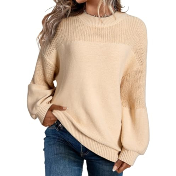 Dokotoo Women's Long Sleeve Casual Pullover Sweater - Trendy Knit Fall Jumper