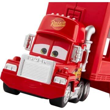 Mattel Disney and Pixar Cars Mini Mack Racers Hauler & 1 Toy Car, Transporter Truck Holds 18 Minis, Collectible Set