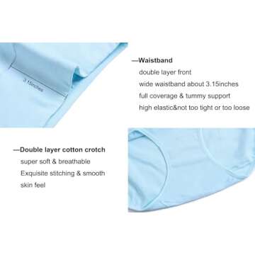 cauniss Womens High Waist Cotton Panties C-Section Recovery Postpartum Soft Stretchy Full Coverage Underwear(5 Pack) (S) Multicolors