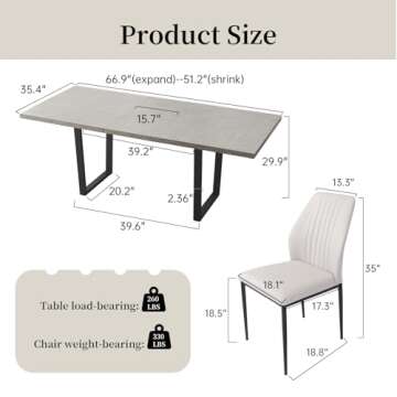 ZckyCine Modern Mid-Century Dining Table Set for 6-8 People Kitchen Dining Room Table Set Extendable...