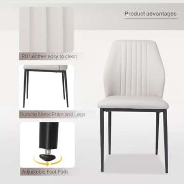 ZckyCine Modern Mid-Century Dining Table Set for 6-8 People Kitchen Dining Room Table Set Extendable Wood Dining Table and 6 Upholstered Chairs, Home Kitchen Furniture