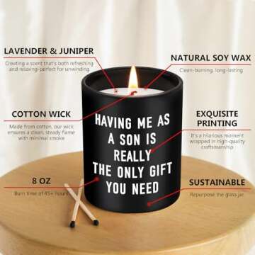 Mothers Day Gifts for Mom from Son - Funny & Charming Candle Gift
