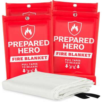 Emergency Fire Blanket - 4 Pack, 40" Kitchen Size