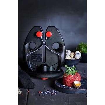 F. DICK – Rapid Steel Action Set Knife Sharpener Black including stand plate - Professional kitchen knife sharpening - Stainless steel sharpening rods - Simple application - Made in Germany