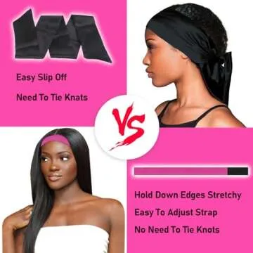 Goiple Adjustable Wig Bands - 3PCS Elastic Bands for Lace Frontal Wigs, Laying Edges, Wig Install Accessories (Pink Set 8pcs)