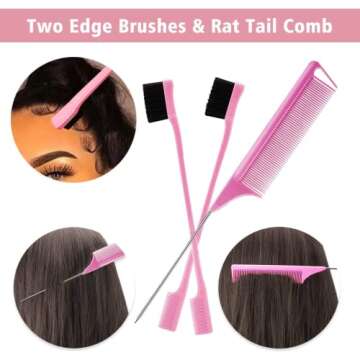Goiple Adjustable Wig Bands - 3PCS Elastic Bands for Lace Frontal Wigs, Laying Edges, Wig Install Accessories (Pink Set 8pcs)
