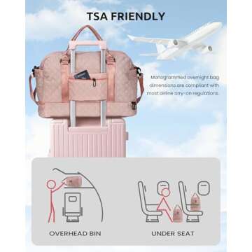 Vogewood Gifts for Women-Valentines Day Gifts, Initial Duffle Bag with Shoe Compartment, Personalized Girls Weekender Bag, Overnight Bag for Women, Travel Bag with Makeup Bag, Friend Gift (Letter A)