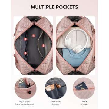 Vogewood Gifts for Women-Valentines Day Gifts, Initial Duffle Bag with Shoe Compartment, Personalized Girls Weekender Bag, Overnight Bag for Women, Travel Bag with Makeup Bag, Friend Gift (Letter A)