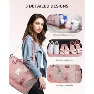 Vogewood Gifts for Women-Valentines Day Gifts, Initial Duffle Bag with Shoe Compartment, Personalized Girls Weekender Bag, Overnight Bag for Women, Travel Bag with Makeup Bag, Friend Gift (Letter A)