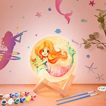 Minleway 16 Colors Rechargeable Paint Your Own Moon Lamp Kit, DIY Night Light Arts & Crafts Kit Gift for Kids, Women,Teen Girls Boy Birthday Ages 5 6 7 8 9 10 11 12 Christmas Gifts Home Décor