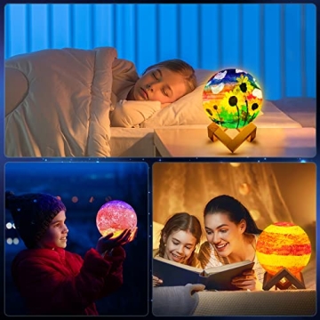 Minleway 16 Colors Rechargeable Paint Your Own Moon Lamp Kit, DIY Night Light Arts & Crafts Kit Gift for Kids, Women,Teen Girls Boy Birthday Ages 5 6 7 8 9 10 11 12 Christmas Gifts Home Décor