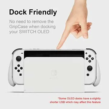 Skull & Co. GripCase OLED: A Dockable Transparent Protective Cover Case with Replaceable Grips [to fit All Hands Sizes] for Nintendo Switch OLED Model [No Carrying Case] -OLED White