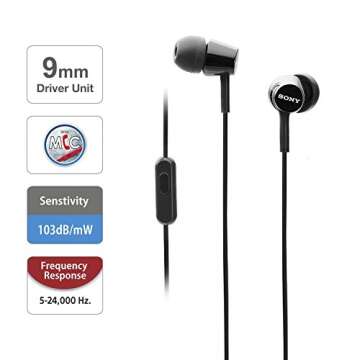 Sony MDREX155AP In-Ear Headphones with Mic for Calls
