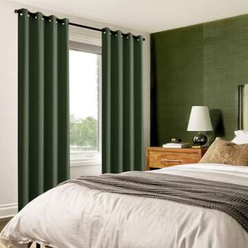 XTMYI Blackout Curtains for Bedroom 63 Inch Length 2 Panels Set Grommet Black Out Window Curtains for Nursery,Dark Olive Green