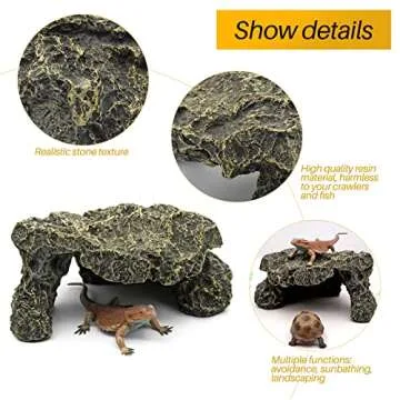 Durable Reptile Cave Resin Rock for Basking and Hiding