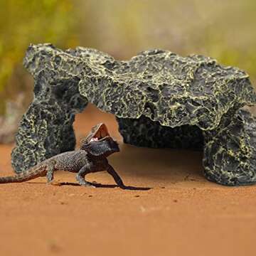Reptile Cave Resin Rock Basking Platform Bearded Dragon basking Platform Reptile basking Platform for Chameleon Turtle Bearded Dragon Tortoise Lizards Betta Play Hiding Breeding