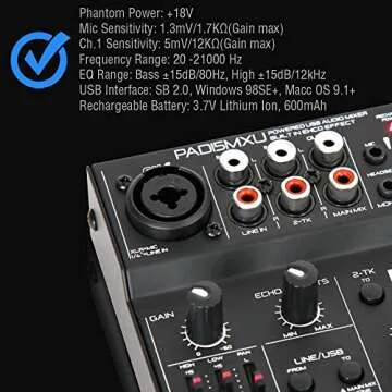 Pyle 3 Channel USB Mixer Audio Recording Interface