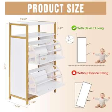 VECELO Shoe Storage Cabinet with 2 Flip Drawers - Modern Entryway Organizer