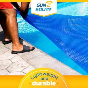 Sun2Solar Blue 10 ft x 16 ft Rectangle Solar Cover | 800 Series | Heat Retaining Blanket for Rectangular Inground & Above Ground Swimming Pools | Use Sun to Heat Pool | Bubble Heating Blankets