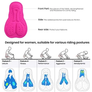 Sportneer Womens 4D Padded Cycling Shorts Comfort Ride