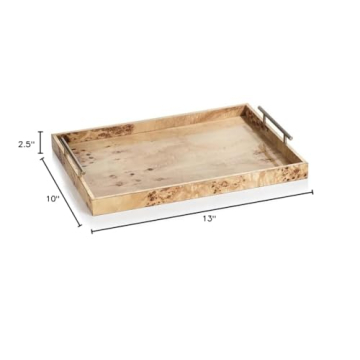 Zodax Burl Wood Tray with Gold Handles - Elegant Design